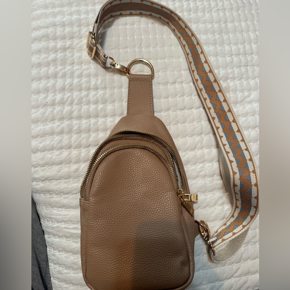 Tan Sling Crossbody Bag